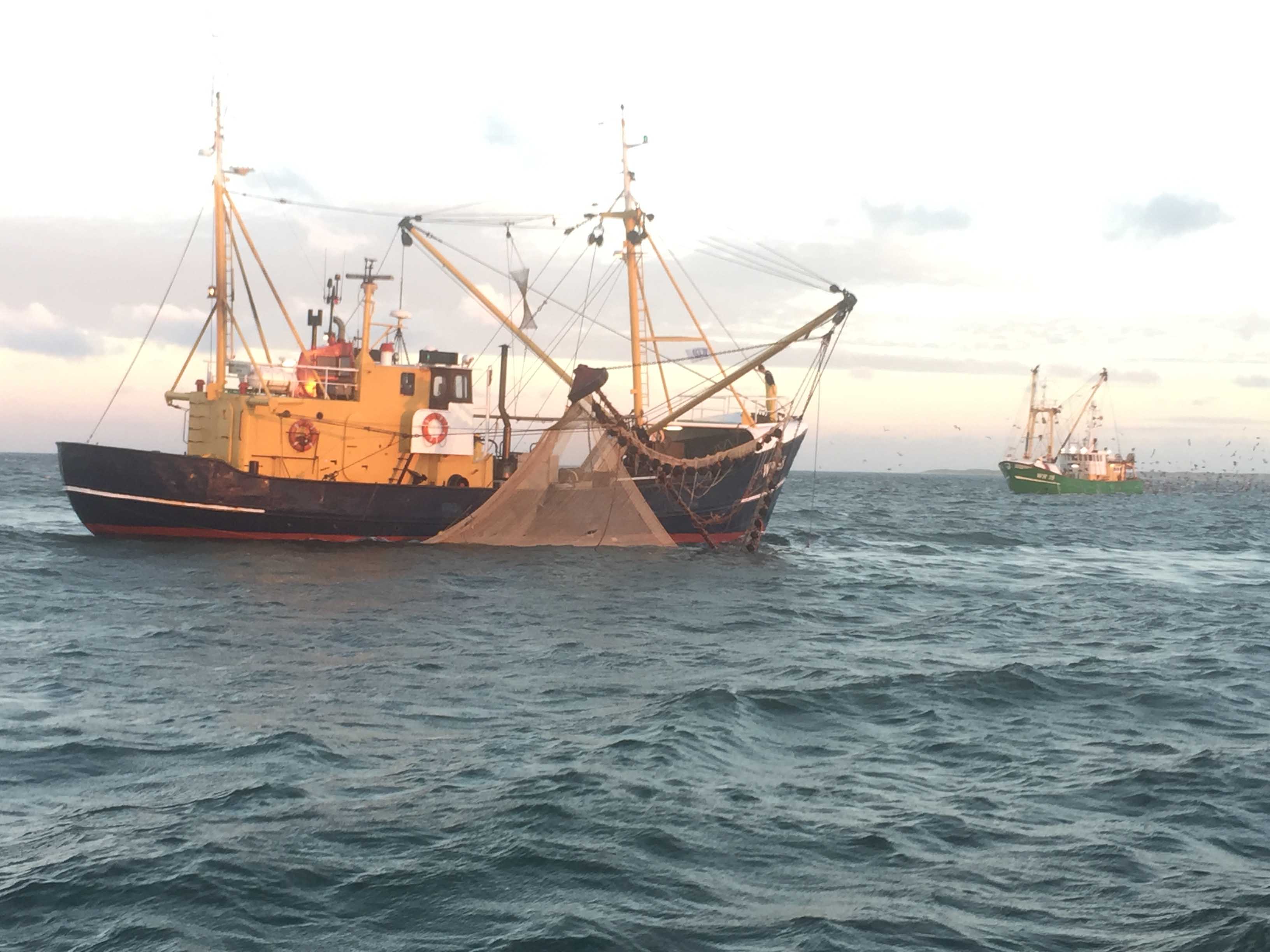 De collegavisser komt er aan om het schip te slepen