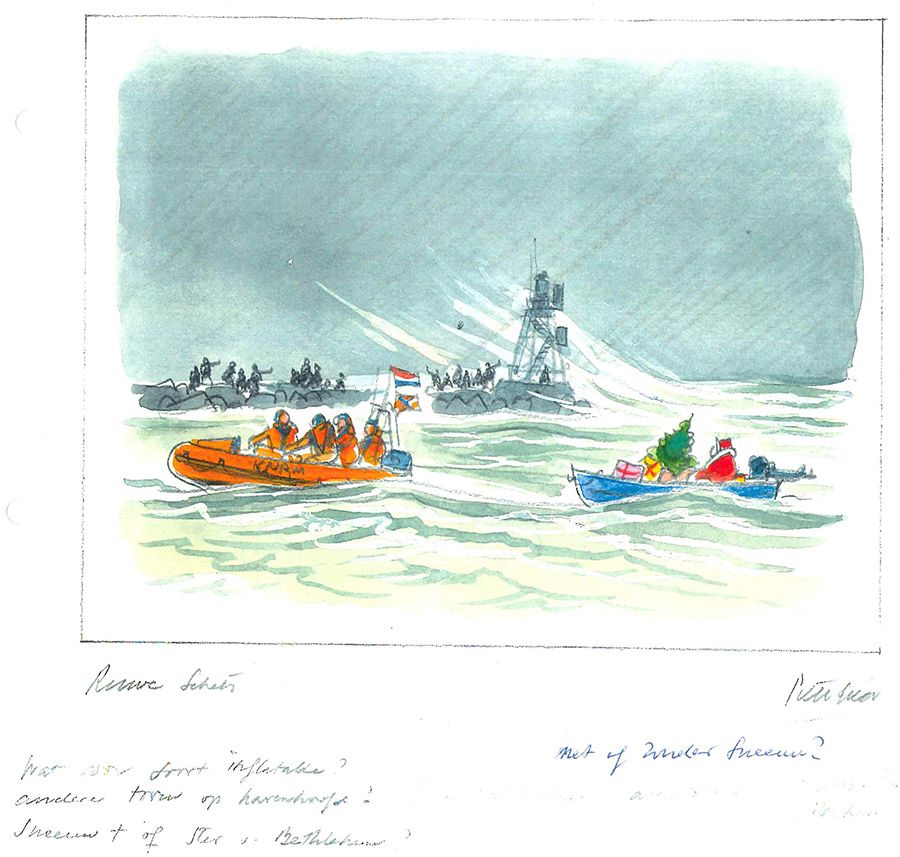 Peter_Spier_schets_kerstkaart