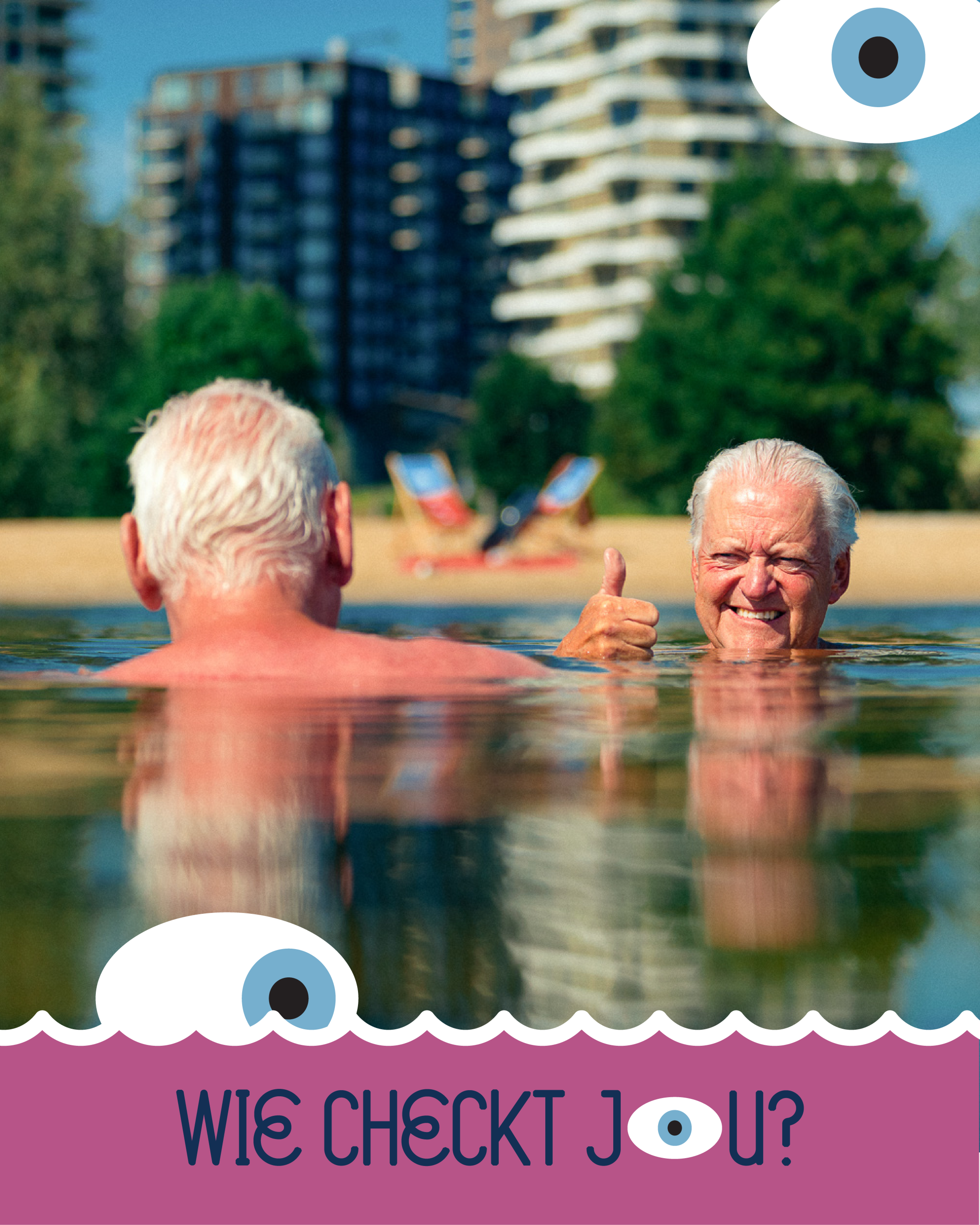 Socials Wie checkt jou 1080x1350 Buddy in het water senioren